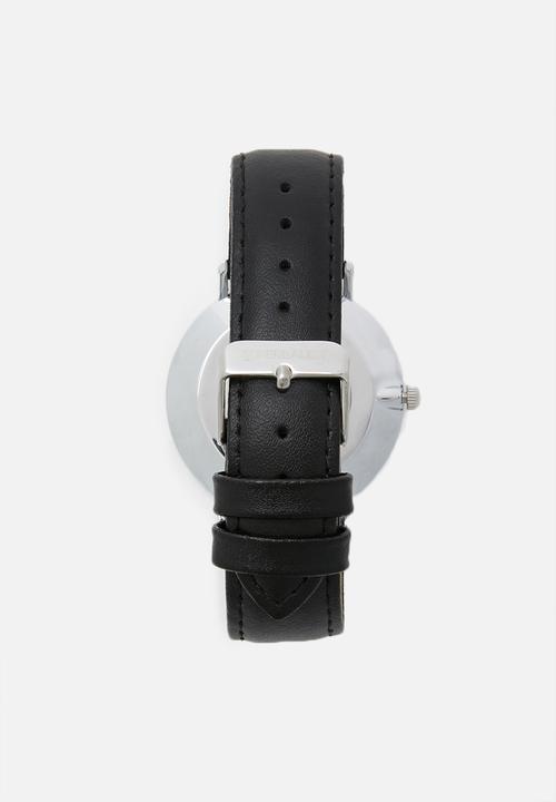 Superbalist - Lucas leather watch - black & silver