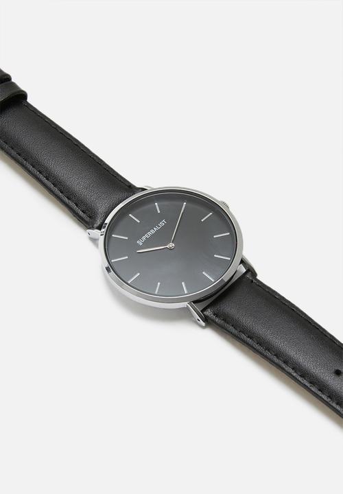 Superbalist - Lucas leather watch - black & silver
