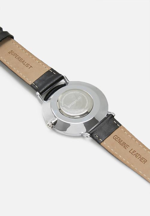 Superbalist - Lucas leather watch - black & silver