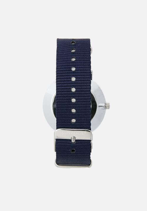 Superbalist - Brett nylon strap watch - navy & silver