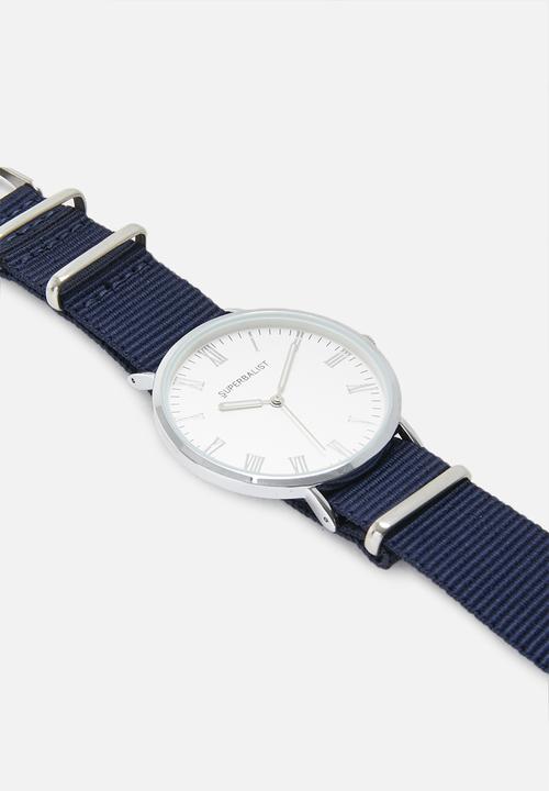 Superbalist - Brett nylon strap watch - navy & silver