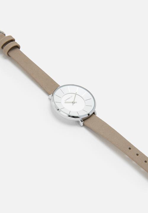 Superbalist - Karen leather watch - beige & silver