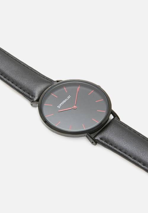 Superbalist - Lucas leather watch - black & red