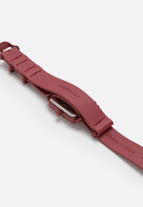 Superbalist - Square face leather watch - red