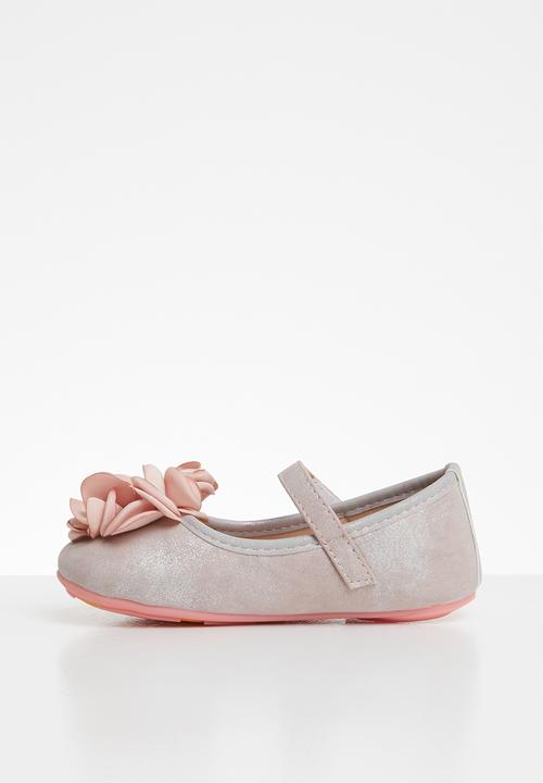 Pop Candy - Girls flower pumps - pink & silver