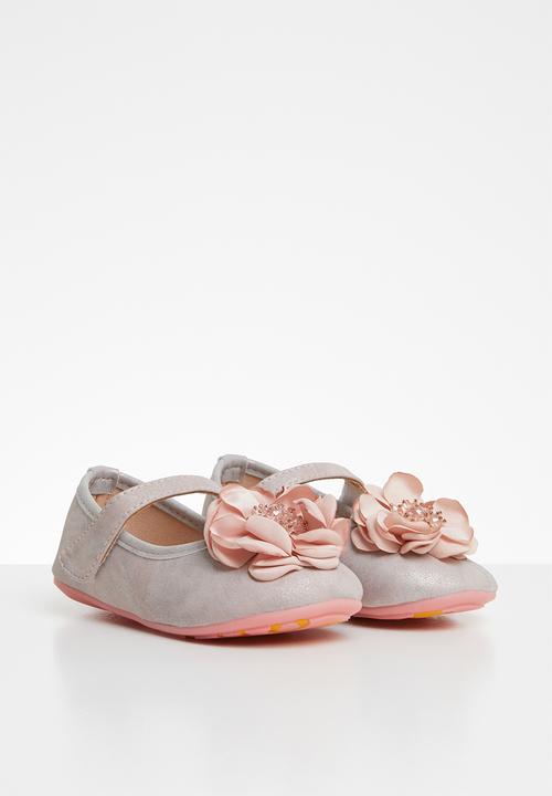 Pop Candy - Girls flower pumps - pink & silver