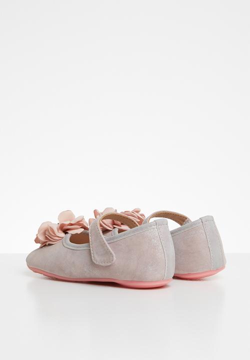 Pop Candy - Girls flower pumps - pink & silver