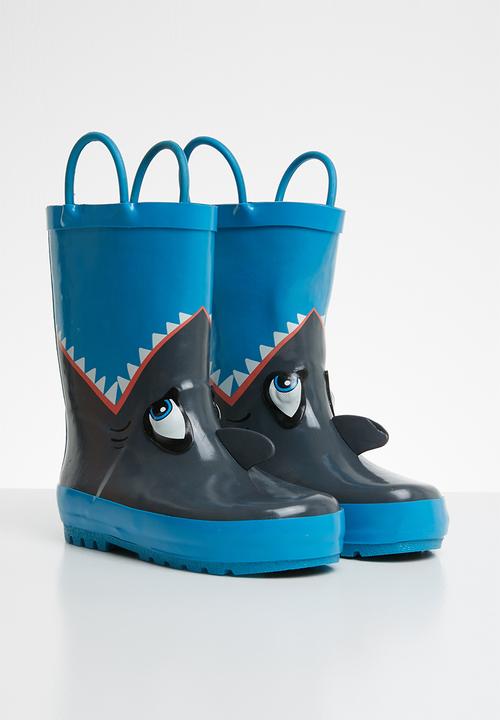 Pop Candy - Shark rain boot - blue & grey
