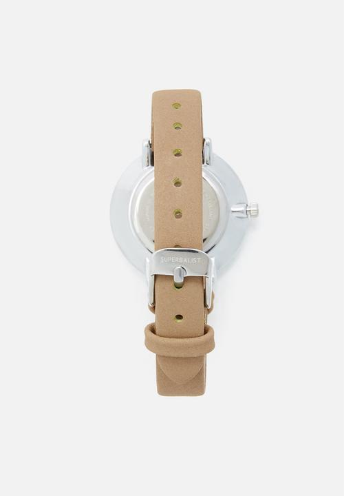 Superbalist - Karen leather watch - beige & silver