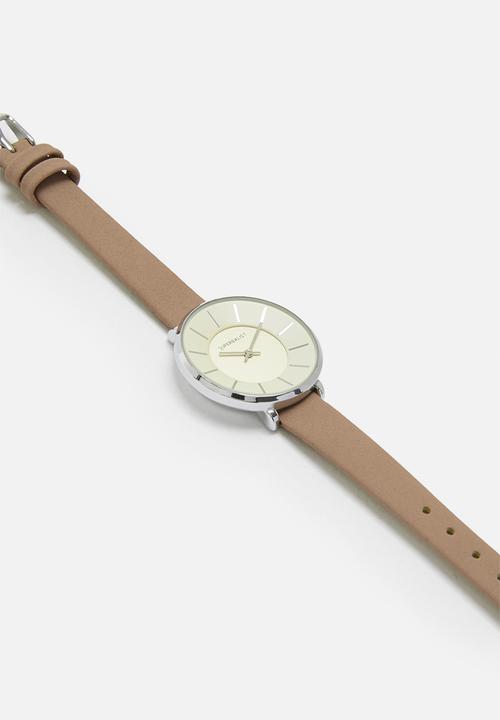 Superbalist - Karen leather watch - beige & silver