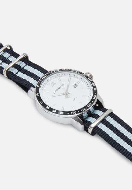 Superbalist - Caleb nylon strap watch - black & blue