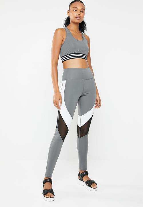 South Beach  - Open mesh back detail sports bra - grey
