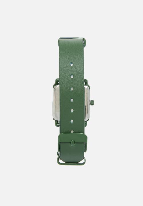 Superbalist - Square face leather watch - green