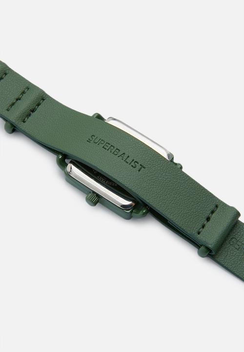 Superbalist - Square face leather watch - green