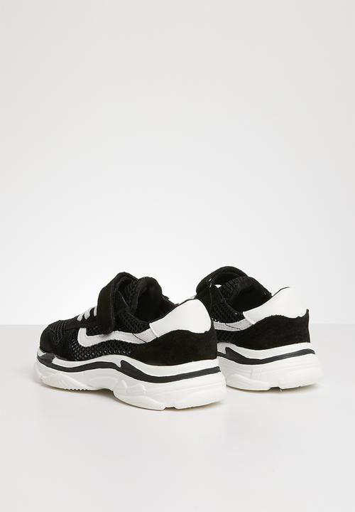 Pop Candy - Sueded knit sneaker - black & white