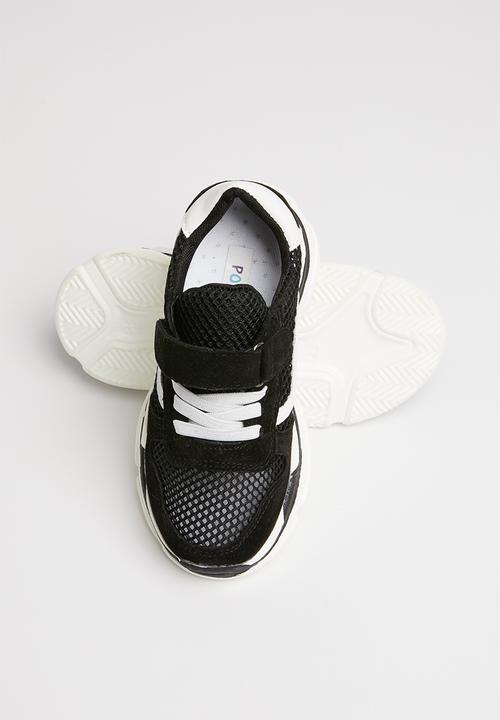 Pop Candy - Sueded knit sneaker - black & white