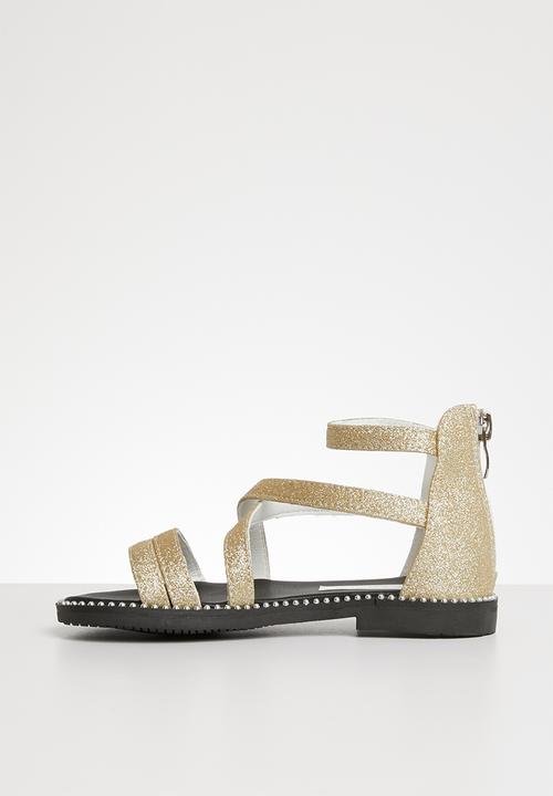 Pop Candy - Glitter gladiator flat sandal - gold