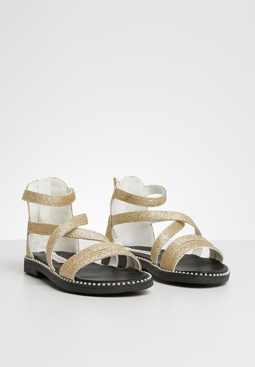 Pop Candy - Glitter gladiator flat sandal - gold