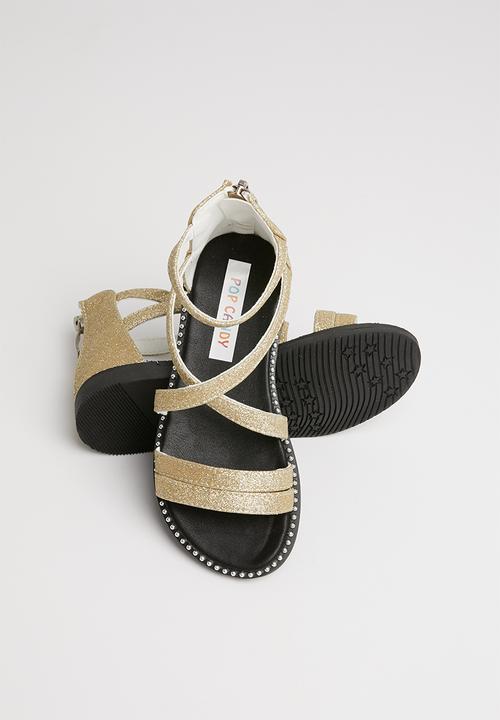 Pop Candy - Glitter gladiator flat sandal - gold