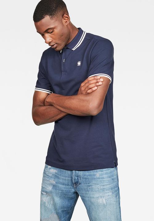 G-STAR - Dunda slim fit stripe polo - blue