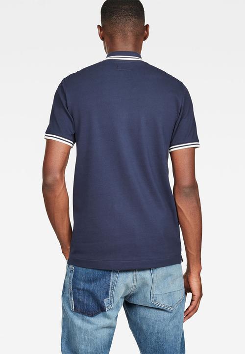 G-STAR - Dunda slim fit stripe polo - blue