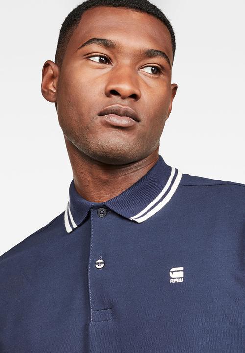 G-STAR - Dunda slim fit stripe polo - blue