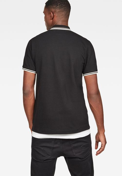 G-STAR - Dunda slim fit stripe polo - black