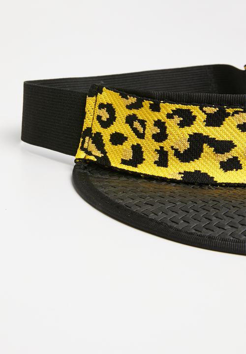 Superbalist - Panama visor with leopard print trim - black