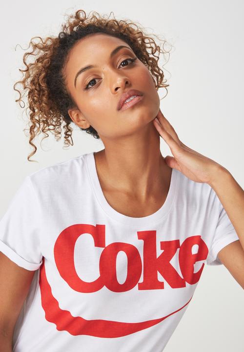 Cotton On - Tbar fox Coke logo graphic tee - white