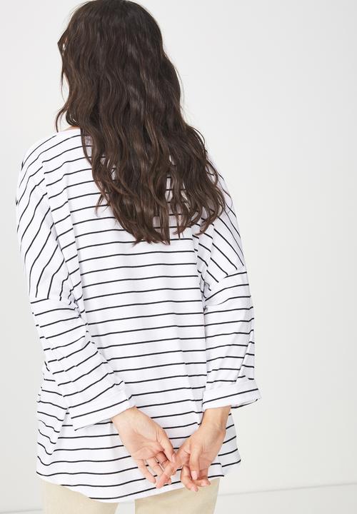 Cotton On - Shelly oversized top - black & white