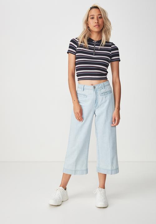 Cotton On - Nadine zip front short sleeve tee - multi 