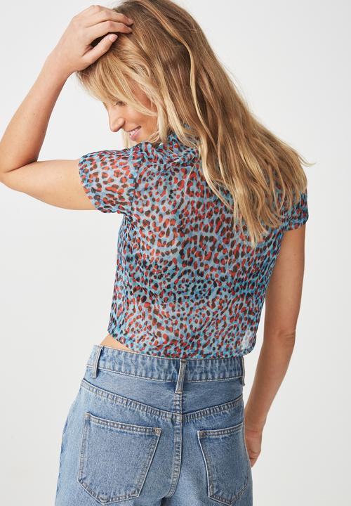 Cotton On - Mesh mock neck tee - multi