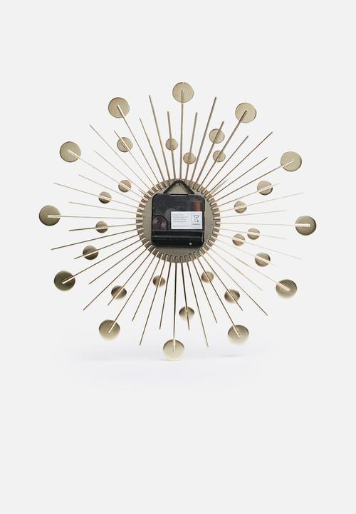 Present Time - Sunburst wall clock - crystal gold medium