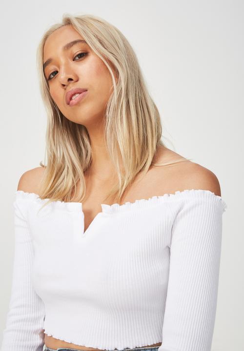 Cotton On - Lani v notch cropped top - white