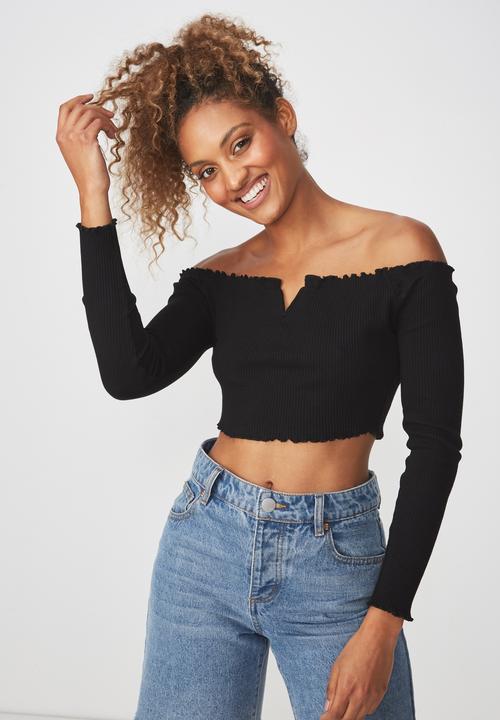 cotton on black crop top