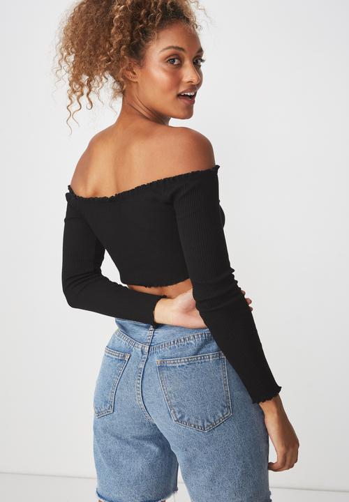 Cotton On - Lani v notch cropped top - black