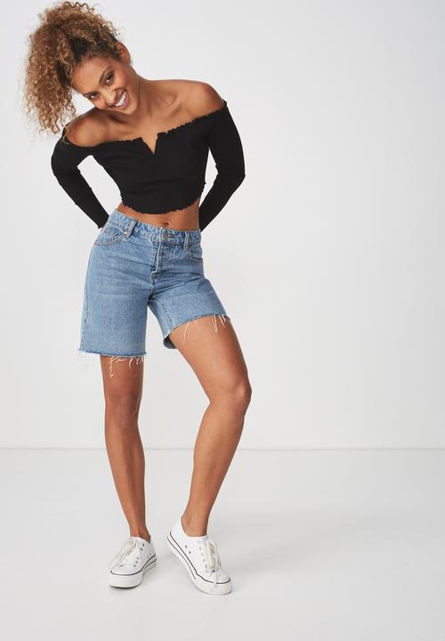 Cotton On - Lani v notch cropped top - black