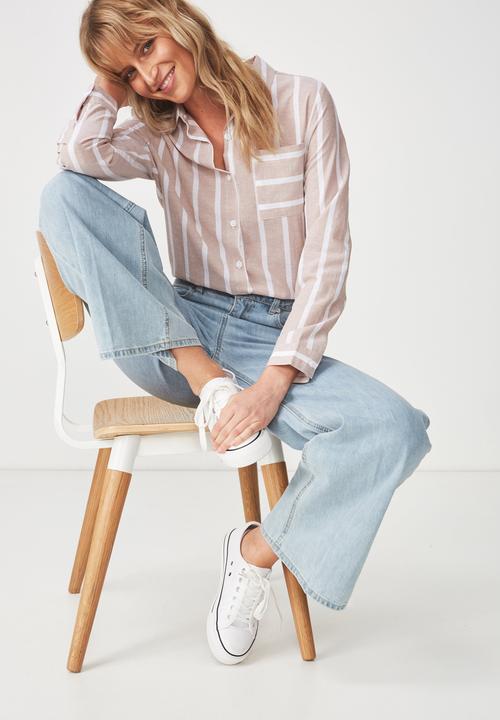 Cotton On - Casual Rebecca shirt - white & beige 
