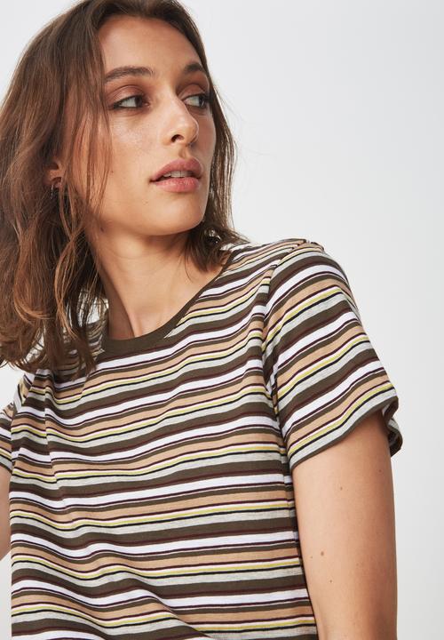 Cotton On - The crew T-shirt - stripe khaki