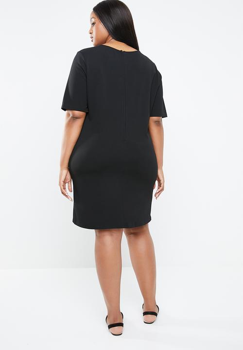 edit Plus -  Short sleeve pencil dress - black