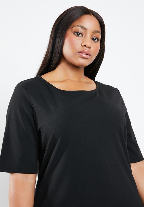 edit Plus -  Short sleeve pencil dress - black