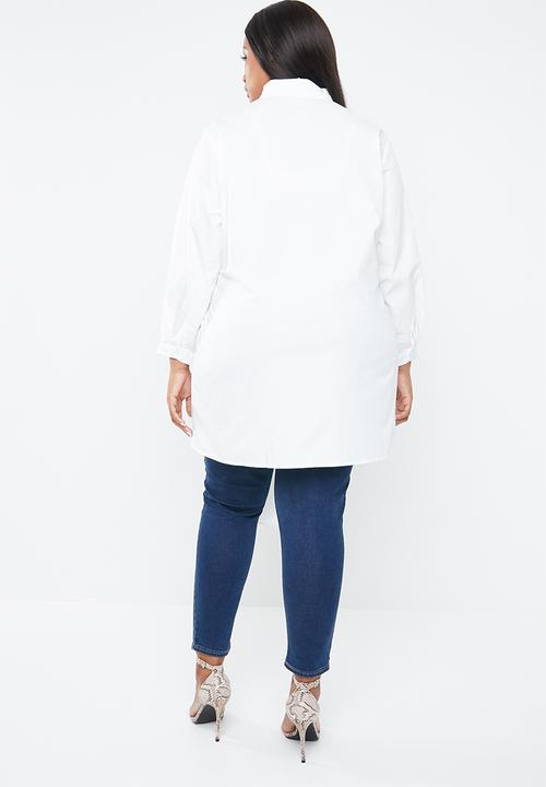 STYLE REPUBLIC PLUS - Asymmetrical shirt with multi-tie detailing - white