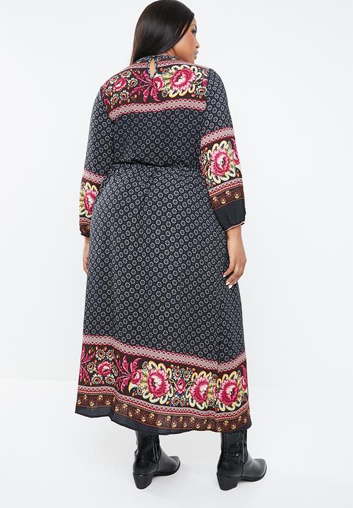 STYLE REPUBLIC PLUS - Boho bell sleeve maxi dress - multi