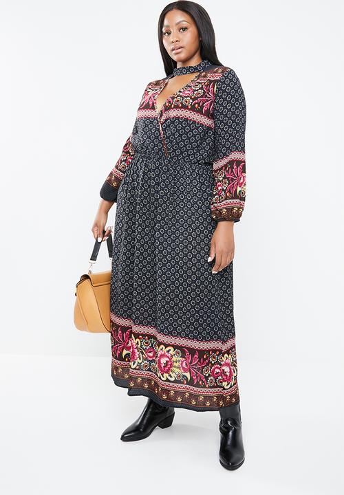 STYLE REPUBLIC PLUS - Boho bell sleeve maxi dress - multi