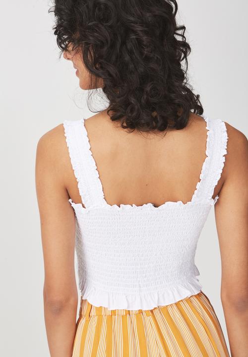 Cotton On - Louise shirred crop top - white