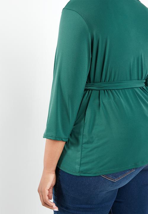 STYLE REPUBLIC PLUS - Self- tie wrap top - green
