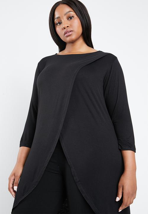 STYLE REPUBLIC PLUS - Mock wrap top - black