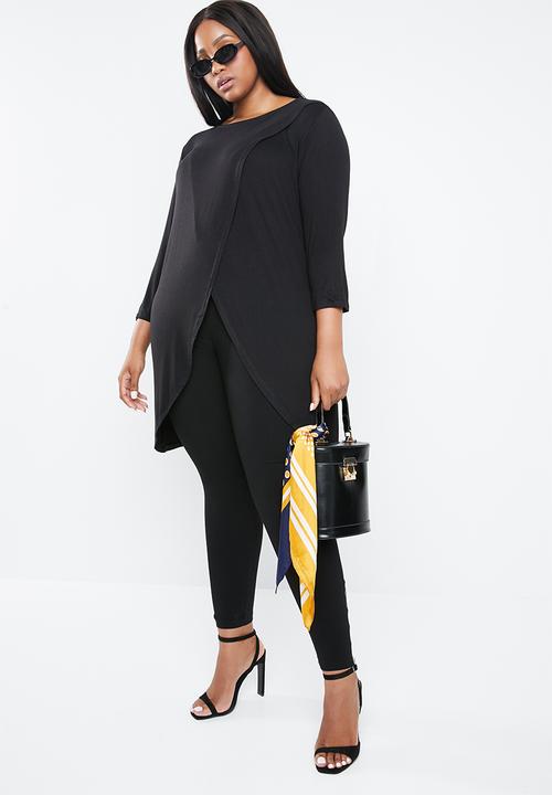 STYLE REPUBLIC PLUS - Mock wrap top - black