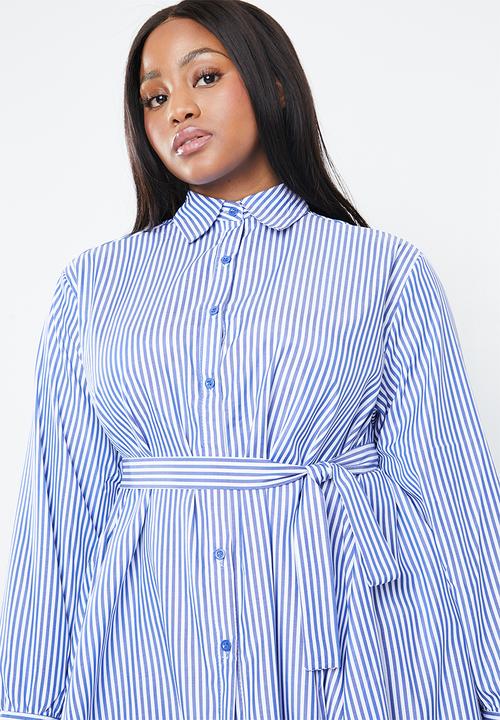STYLE REPUBLIC PLUS - Dip hem tunic - blue & white