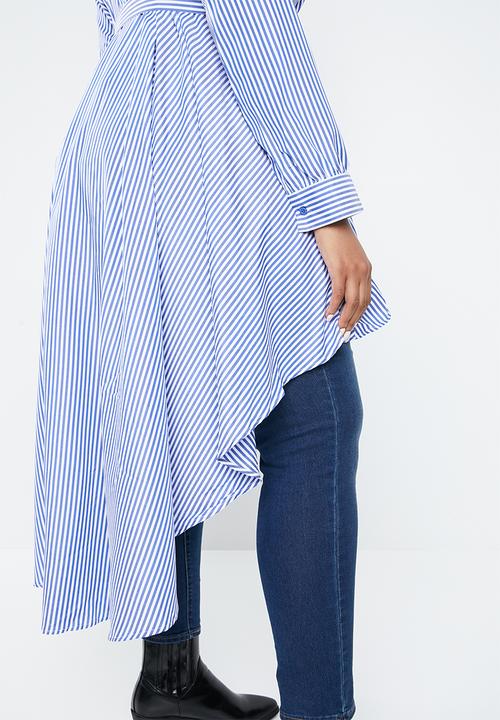 STYLE REPUBLIC PLUS - Dip hem tunic - blue & white